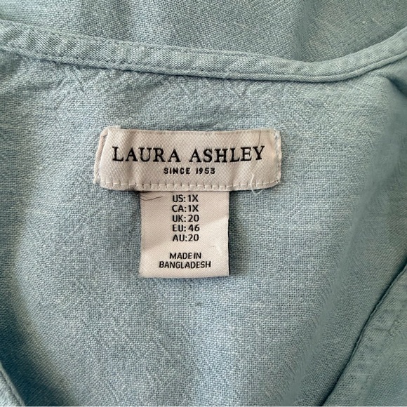 Laura Ashley Soft Blue V-Neck Blouse - Picture 8 of 12